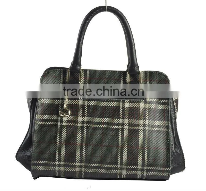 New Fashion! Leisure Lady Plaid Leather Handbag 2012! Fashionable!