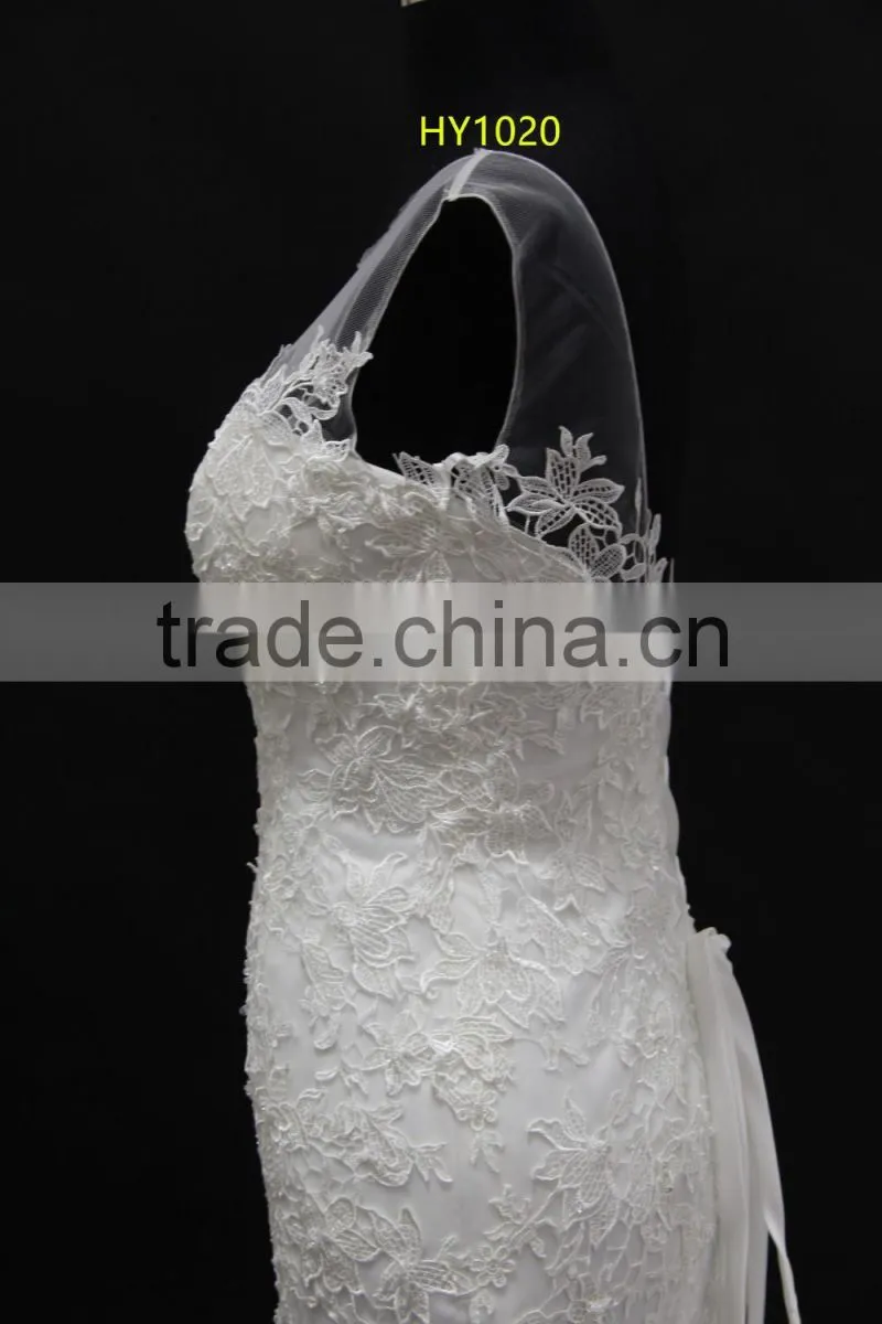 Real factory product! Venice lace flower with delicated beading mermaid wedding dress