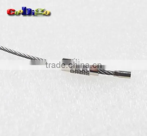 Thinkness 1mm Stainless Steel Wire Keychain Cable Twist Screw Locking Length 6"#FLQ043