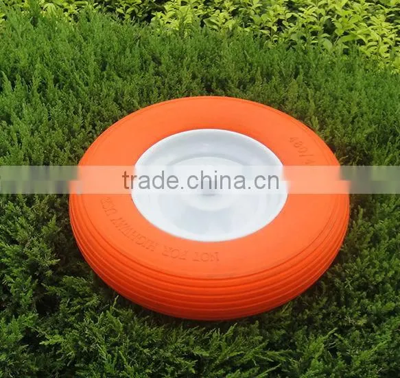 4.00-8/400-8 colourful flat free wheels ,PU foam tubeless for wheel barrow