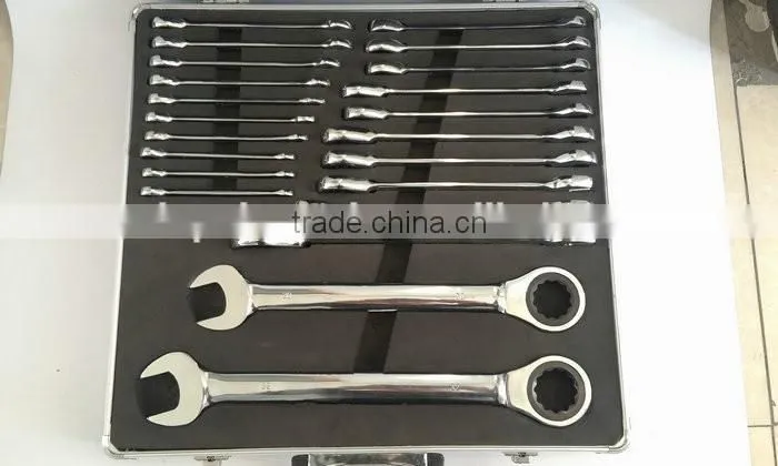 22 Pcs Aluminium Case Combination Ratchet Wrench Tool Set
