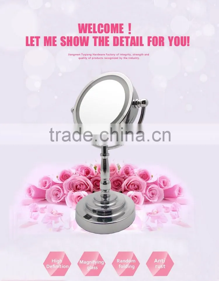 AC adaptor double sided makeup mirror with LED light