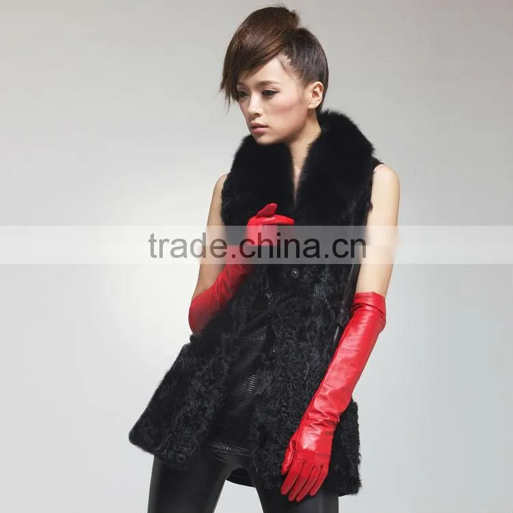 reversible ornament red classic long driving leather gloves