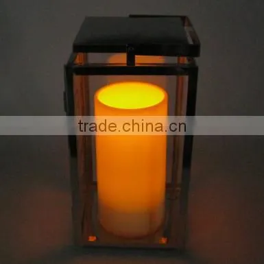 6 inch ivory pillar amber glow lantern led candle with timer