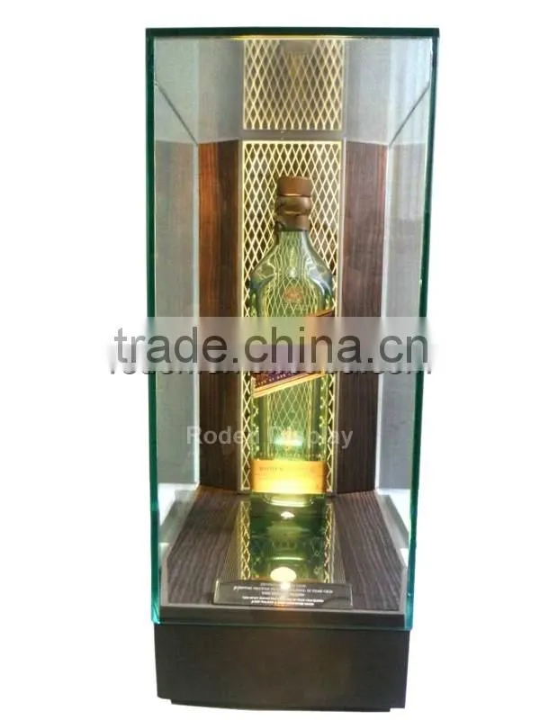 Hot Sale Wine Floor Stand Wooden Wine Display Stand With LED Lighting