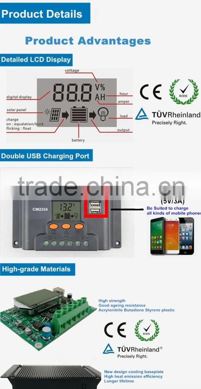 15A hot sale PWM without LCD screen charge controllers for solar panels