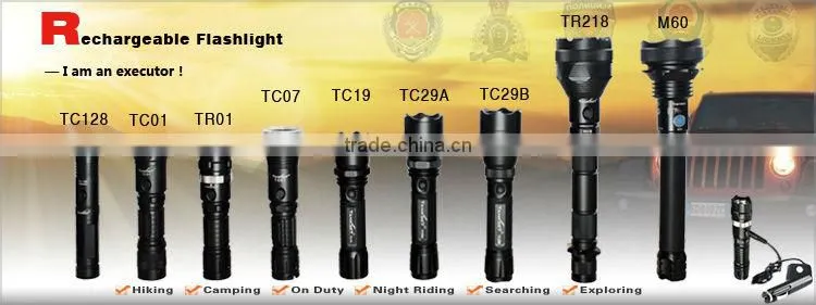 high power cree led aluminum flashlight long distance rechargeable torch TC128