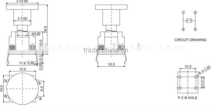 Long Life Waterproof Tact Switch TS-3009