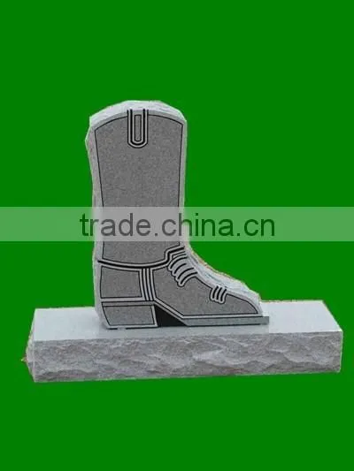 Texas Popular Design Good Quality Boots-Shaped Sesame White Unique Headstone