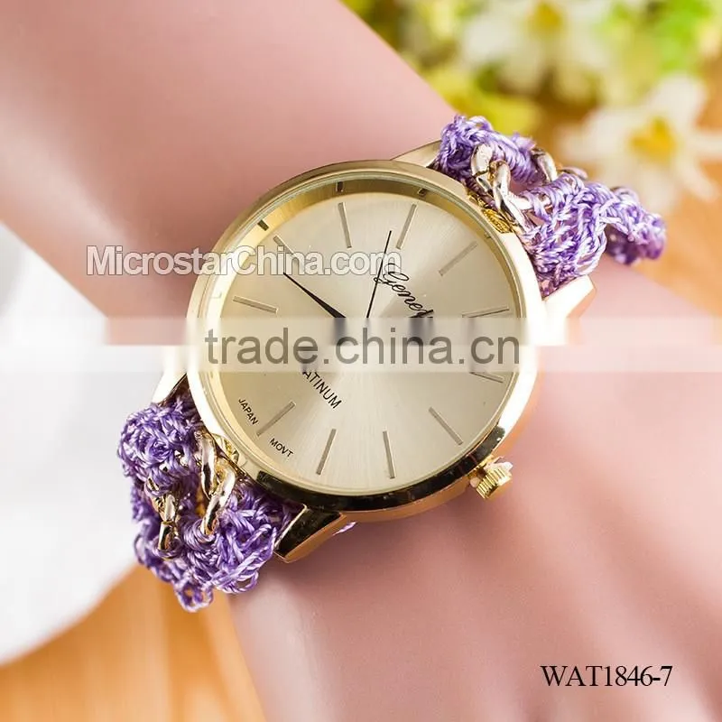 DIY hand made woven chain woomen watch bracelet
