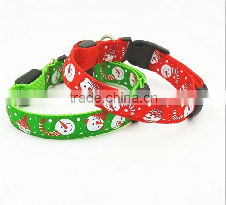 Night Light Nylon Adjustable Pet Dog Collar Lovely Christmas Flashing LED Safety Puppy Supplies