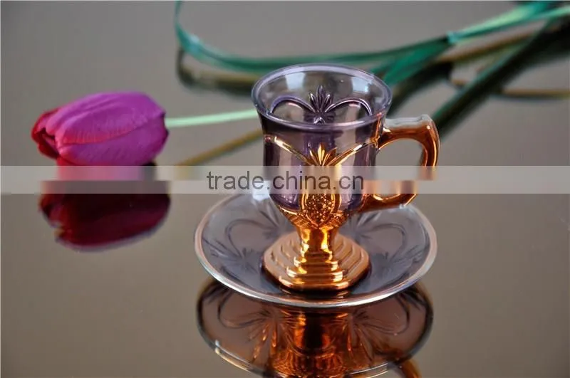 Eco Friendly Gold Plated Bulk Tea Cup and Saucer Sets