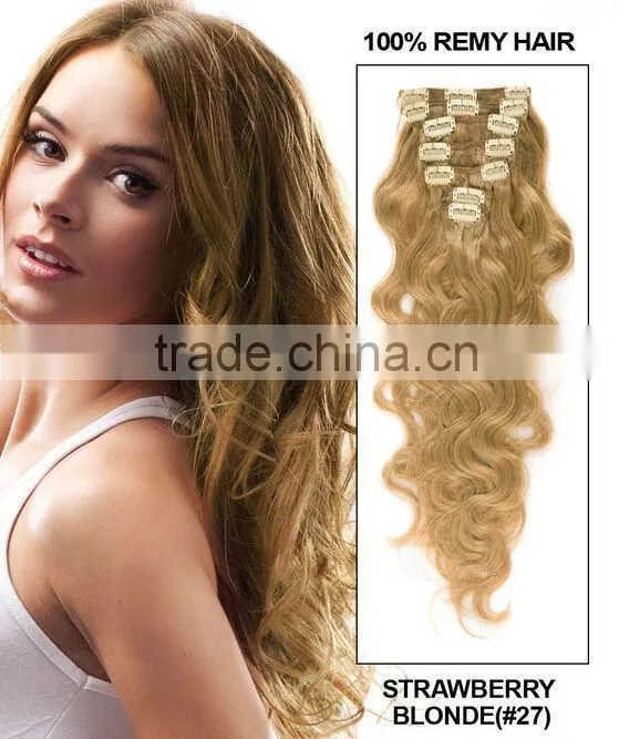 2015 wholesale price 100% clip-in human hair extensions