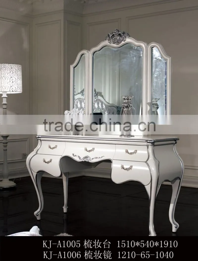 Manufacturer direct supplier Modern elegant France type bedroom furniture Bed Bedside table Wardrobe Dressing table Bench