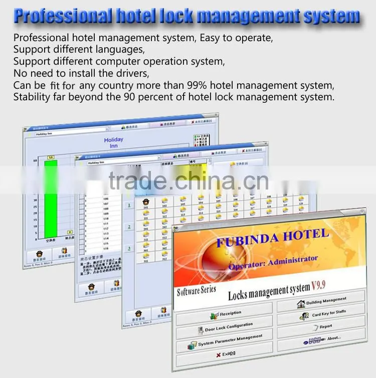 zinc alloy stainless steel free software M1 intelligent rfid hotel locks system