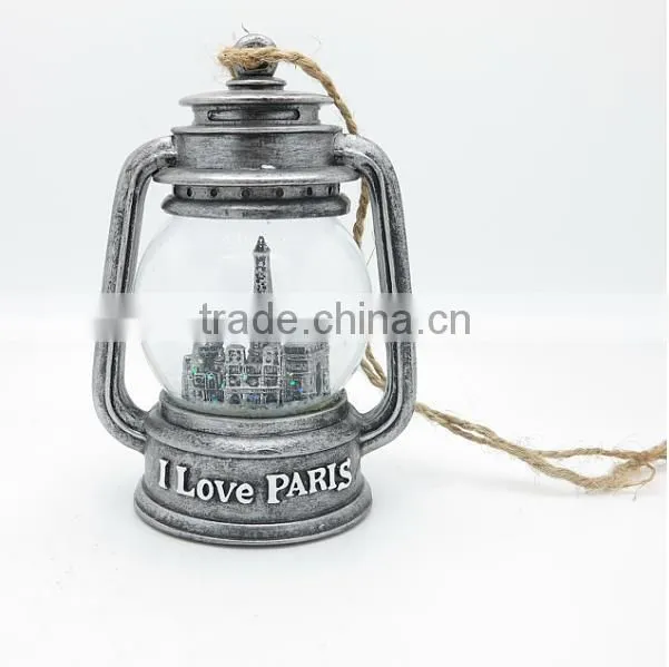 Fashion Decoration Building Waterglobe Lantern Resin Gift Items Low Cost
