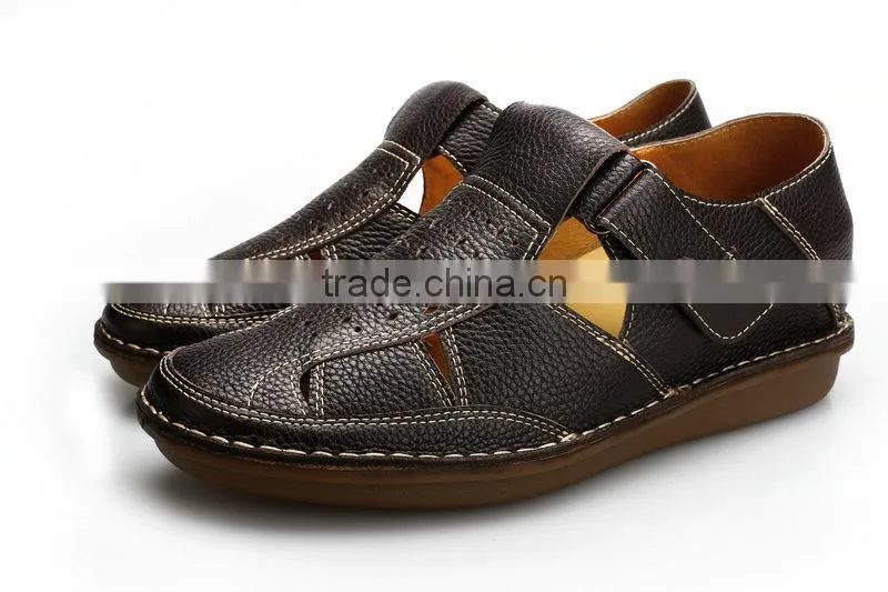 comfortable genuine leather men sandals height incresing men shoe