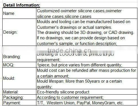 silicone cases for fingertip pulse, Oximeter silicone cases, silicone cases