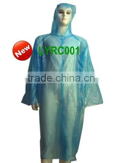 Adult's Disposable Polythene waterproof PE raincoat