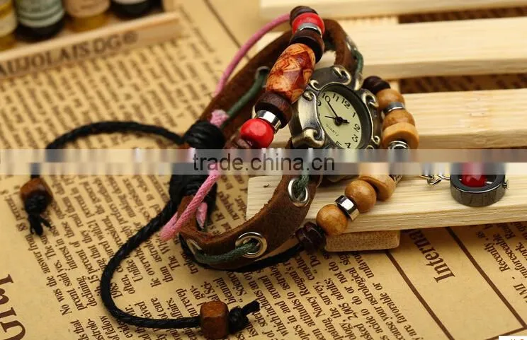2015 hot sale vintage leather watch bracelet