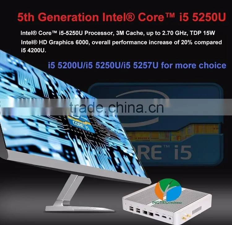 Partaker B3 Business 2 Ethernet Mini PC Fanless Linux Embedded Computer with Intel Core I5 4258u 5200u 5250u Processor