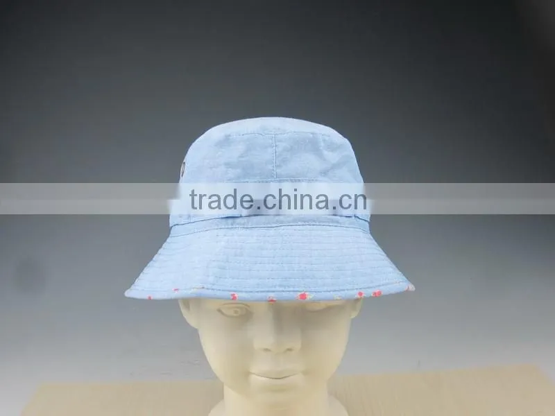 Custom Cheap Plain Kid's Bucket Hat with Woven Label