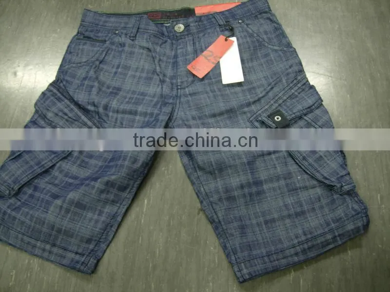 2014 Summer Short Pants Dark Blue Plaid Casual Shorts for men