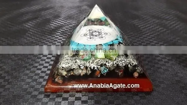 Red Colour Orgone Pyramid With Silver Pearl,s : Wholesale Orgone pyramid