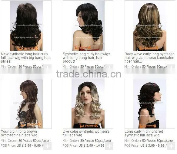 Synthetic natural blonde long curly hair wigs factory wholesale