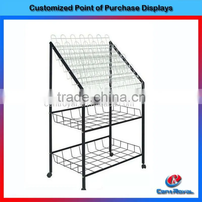 powder coated rotating metal wrought iron display stand with wheels