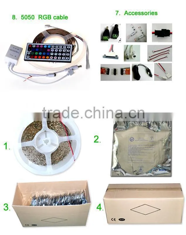 12v 24v dc rgb waterproof flexible 3528 5050 smd led strip light for car bike