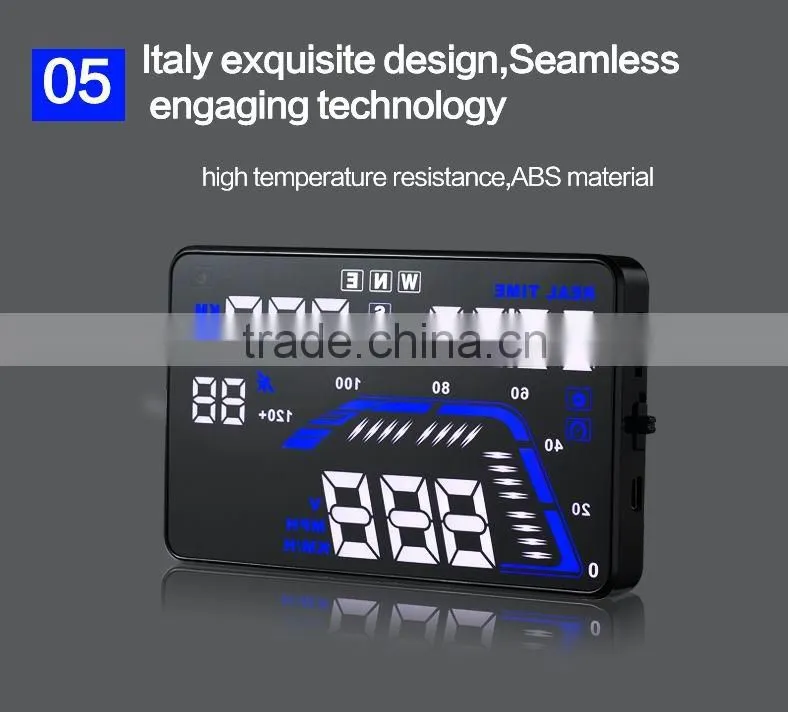 Car hud Q7 head up display for car speed monitor with 5.5 inch screen