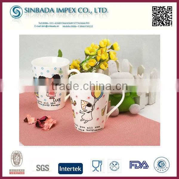 glazed ceramic mug cup with love decal