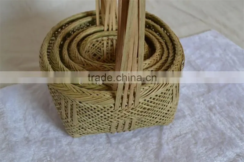 Wholesale Cheap Bamboo Basket With Handle Woven Basket