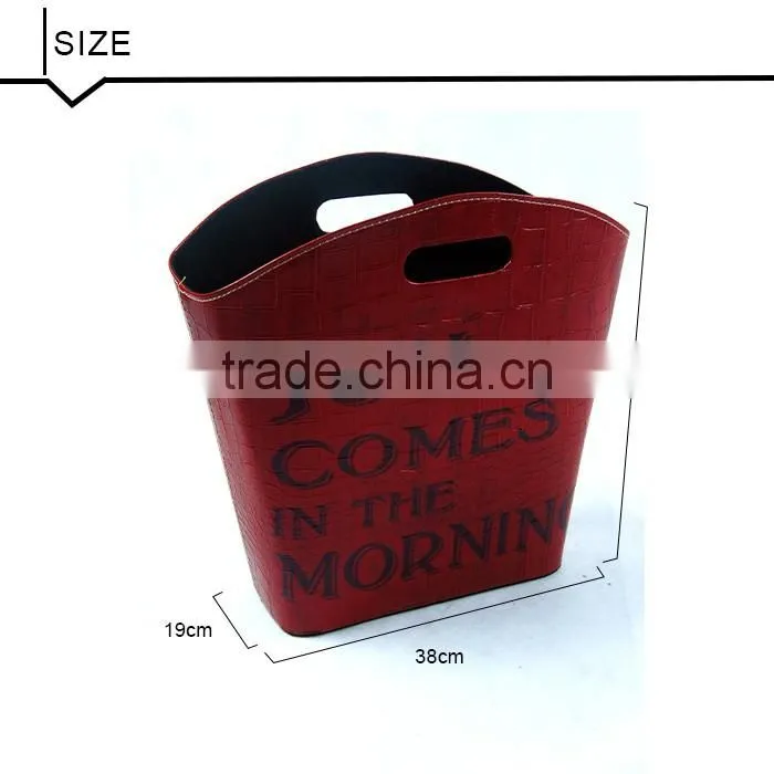 Red Eco-friendly Faux Leather Magazine Holder Bin Gift Basket