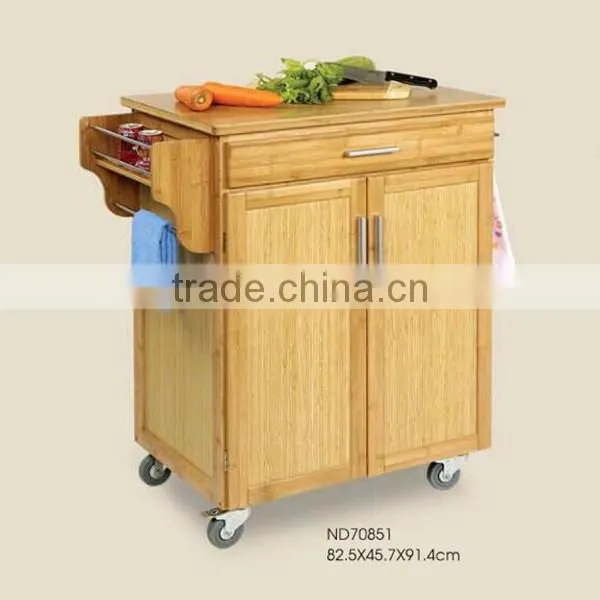 White modern european bamboo kitchen trolley design