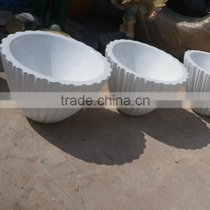 White FRP planter pot