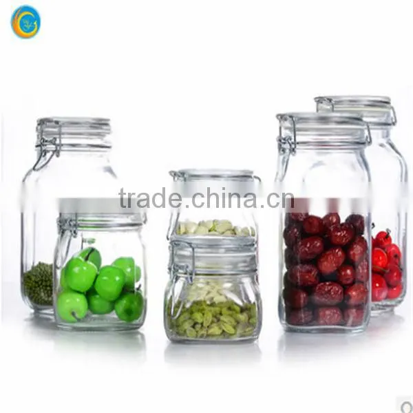 2014 Clear square glass jam jar with mental lid wholesale