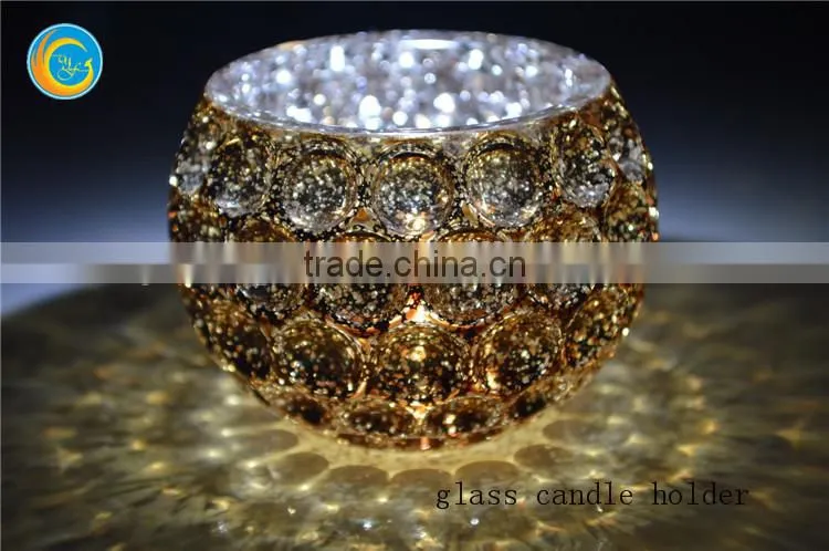 Color Spray Broken silver plating glass Tealight candle holder