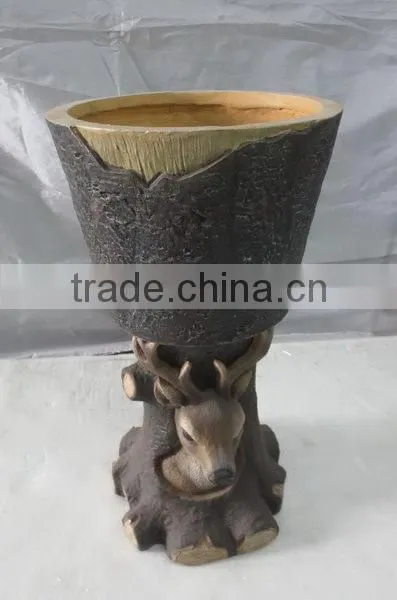 knock-down handmade fiberglass deer balcony flower pots