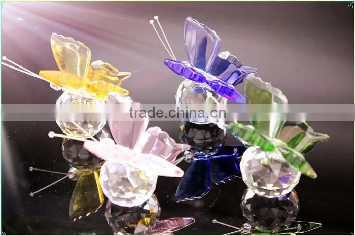 Elegant blue crystal butterfly model church anniversary gift