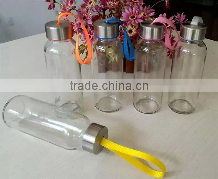 300ml heat resistant glass bottle BPA free with bottle coat glass water bottle with sleeve