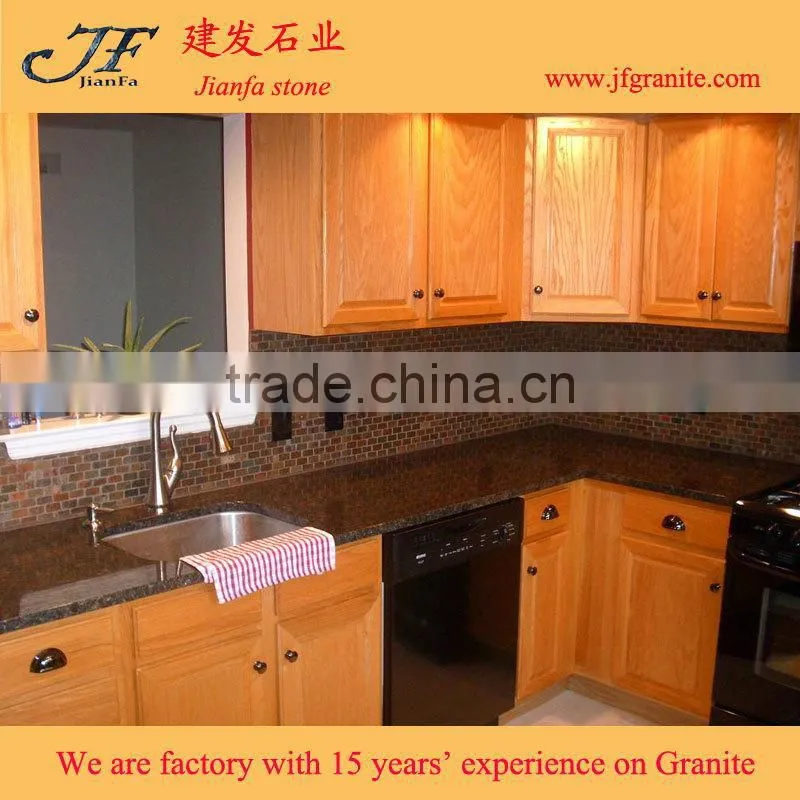 2017 New Antique Tan Brown Granite Kitchen Countertop With Stainless Steel