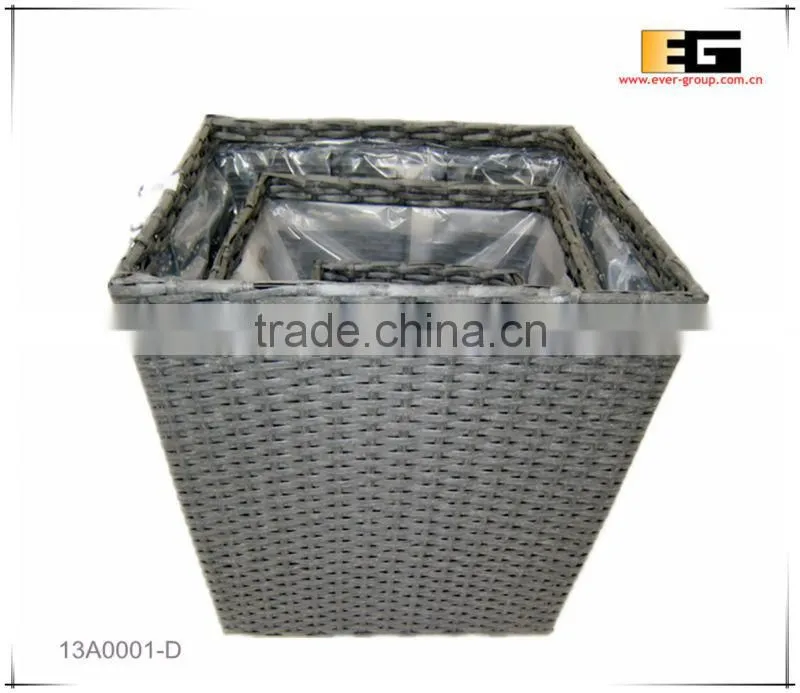 PE/Plastic rattan square with liner flower planter