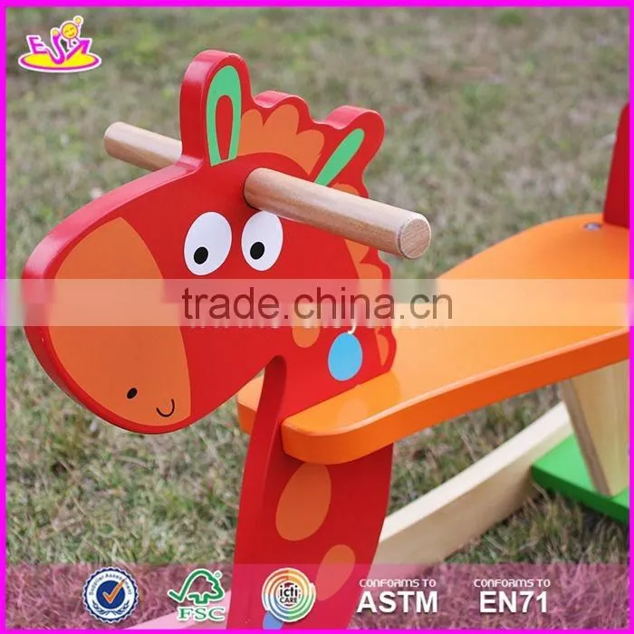 2017 New design funny rocking horse toddlers wooden ride on toys W16D109-S