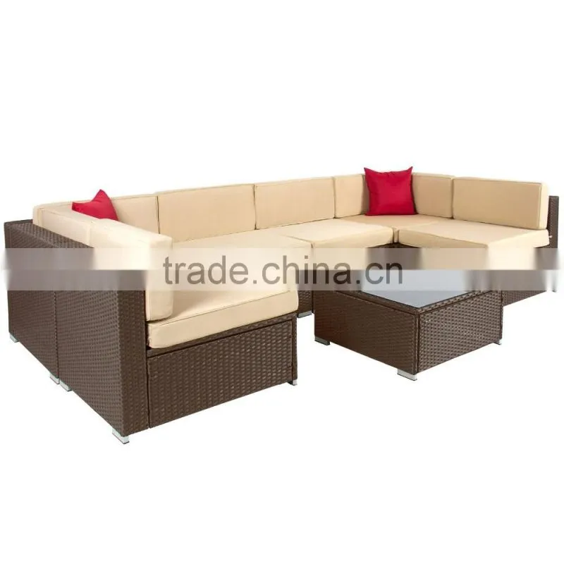 Popular 7 piece outdoor garden furniture patio rattan sofa set garden sofa set for hot sale