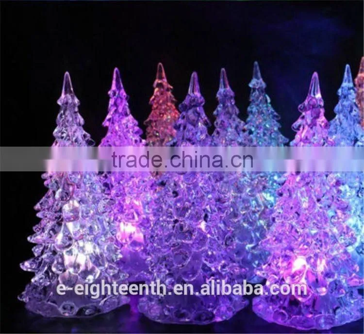 Mini Color Changing Icy Crystal LED Christmas Tree Decoration Light Night Light