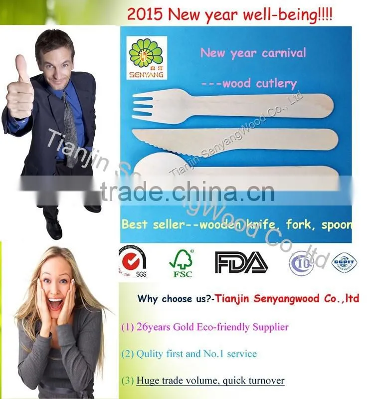 biodegradable wooden cutleries set for knife fork spoon