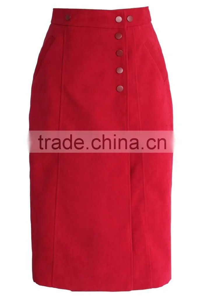 Multi-way wear Coat and Skirt Set in Red,women removable dress Coat,women knee length fitted long Coat