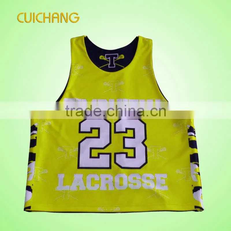 high quanlity yellow color polyester lacrosse jerseys